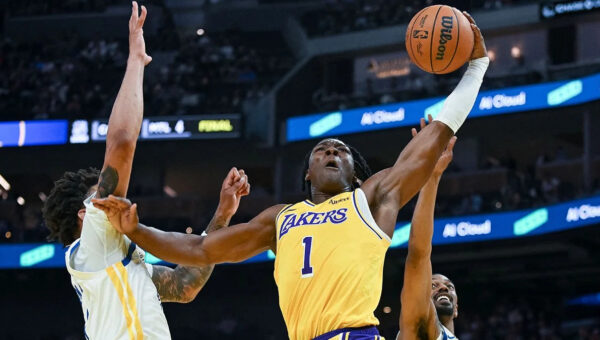 Lakers’ Adou Thiero goes full ‘Showtime’ with unreal lefty throwdown vs. Warriors