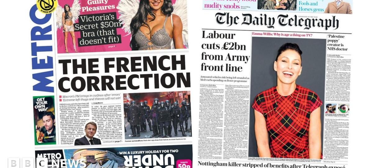 'The French correction' and 'Labour cuts £2bn from Army'