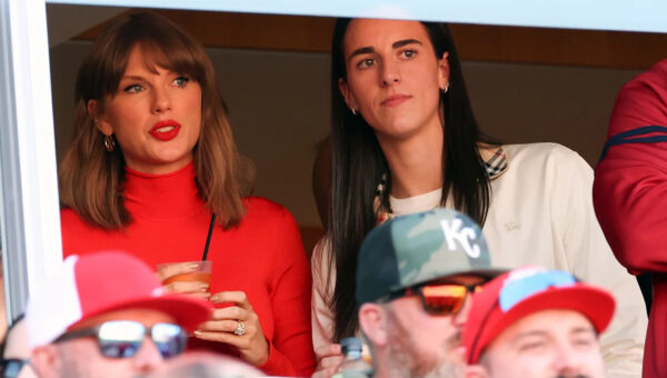 Taylor Swift sitting with Caitlin Clark at Chiefs game