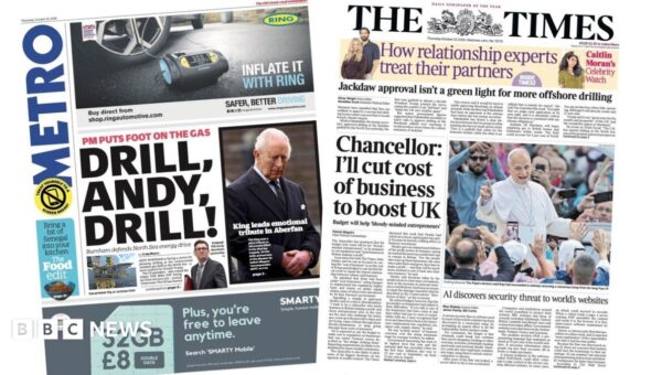 The Papers: ‘Drill, Andy Drill!’ and a Budget for ‘bloody-minded entrepreneurs’