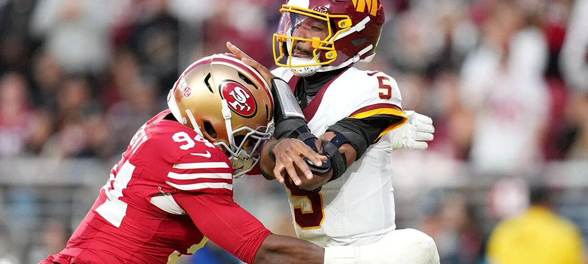 49ers drop Jayden Daniels with game-ending sack for MNF win