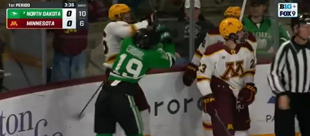 Early scuffle sets physical tone for Gophers-North Dakota rivalry