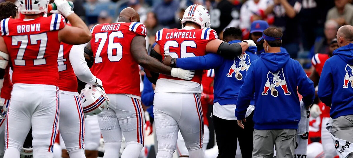 Report: Patriots LT Will Campbell avoids major knee injury, considered week-to-week