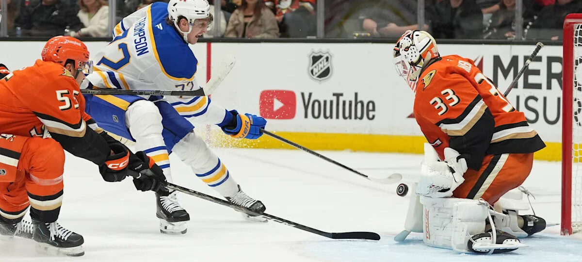 Tage Thompson has hat trick, 5 points in Sabres' 7-6 win over Ducks