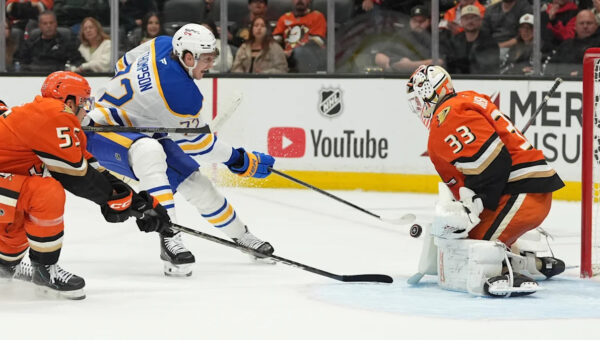 Tage Thompson has hat trick, 5 points in Sabres' 7-6 win over Ducks
