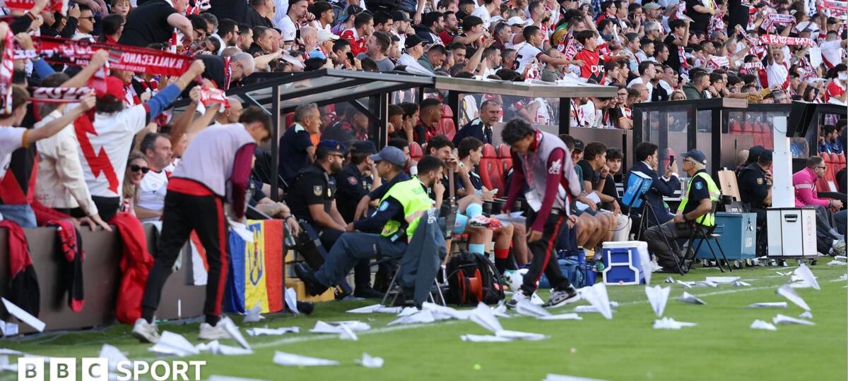 Rayo Vallecano game abandoned after paper plane protest