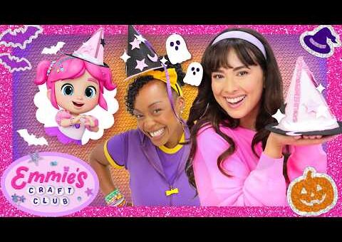 DIY Halloween Witch Hat Craft with Meekah 🎃 Easy Paper Kids Crafts & Dress Up 🎃 Emmie’s Craft Club